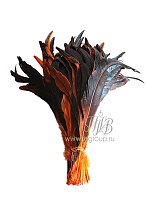 Перо петуха черно-оранжевое 30-35 см