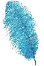Перо страуса премиум голубое 65-75 см