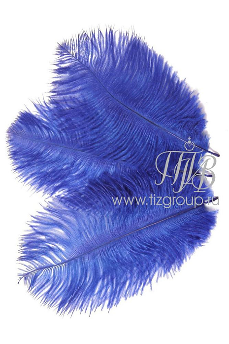 Перо страуса синее 30-35 см