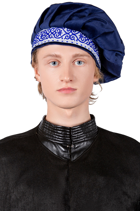 Берет бархатный синий