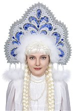 Кокошник снегурочки с синими узорами