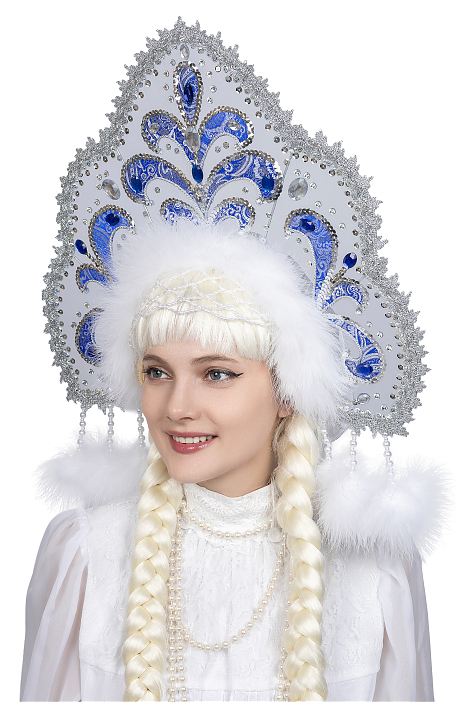 Кокошник снегурочки с синими узорами