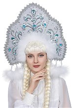 Кокошник снегурочки с бирюзовыми узорами