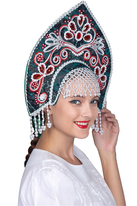 Женский кокошник зелёный