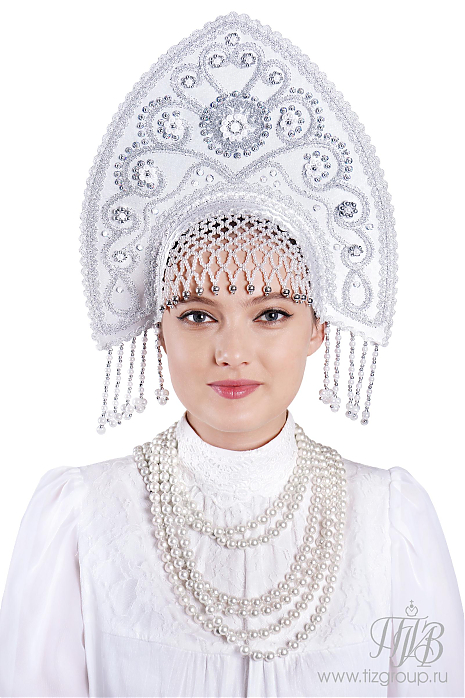 Белый кокошник "Снегурочка"