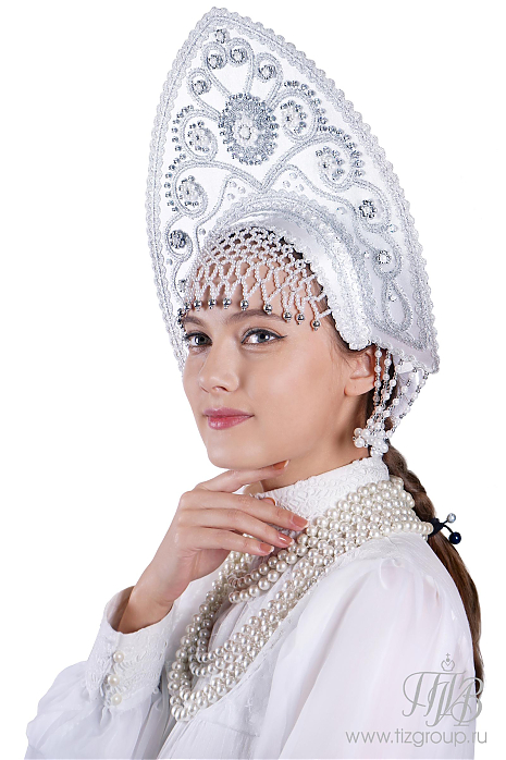 Белый кокошник "Снегурочка"
