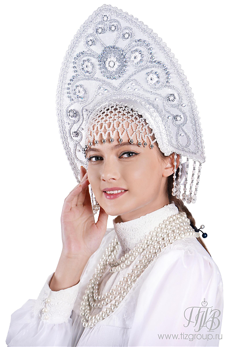Белый кокошник "Снегурочка"