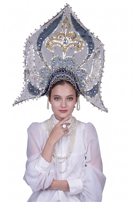 Сценический кокошник "Гжель"
