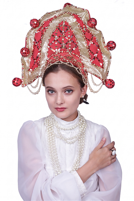 Сценический кокошник "Гжель"