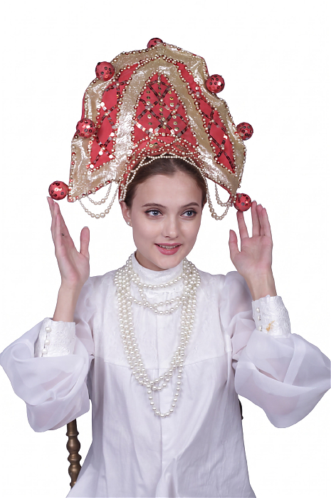Сценический кокошник "Гжель"
