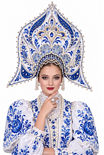 Сценический кокошник "Гжель"