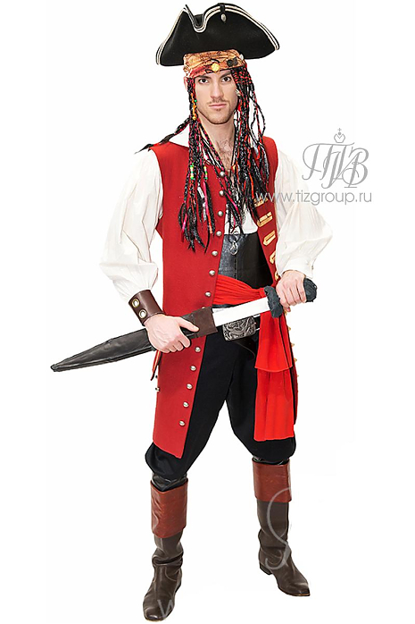 Костюм пирата красный жилет