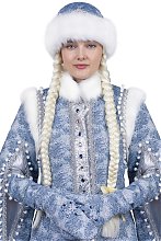 Шапка для Снегурочки с белым мехом 