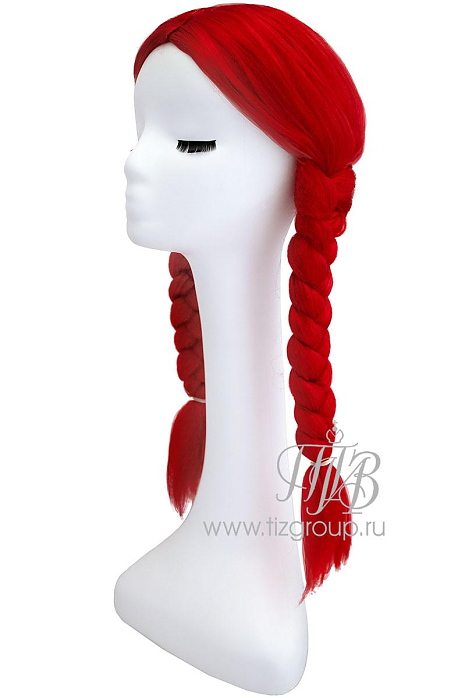 Красный парик с косами