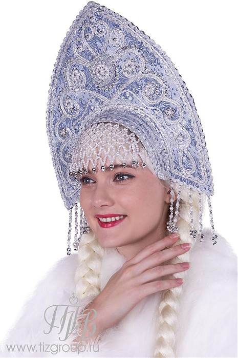Кокошник Снегурочки "Великий Устюг", голубой 