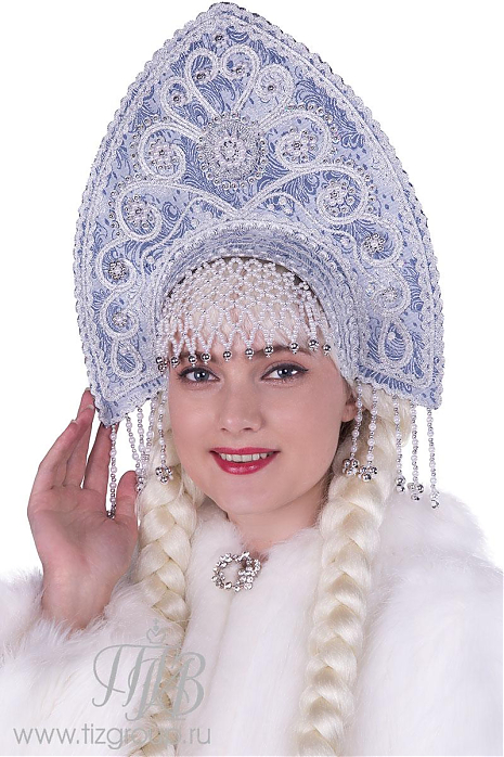 Кокошник Снегурочки "Великий Устюг", голубой 
