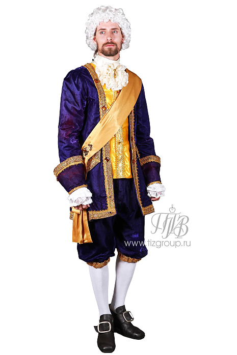 Мужской костюм придворного, 18 век, синий