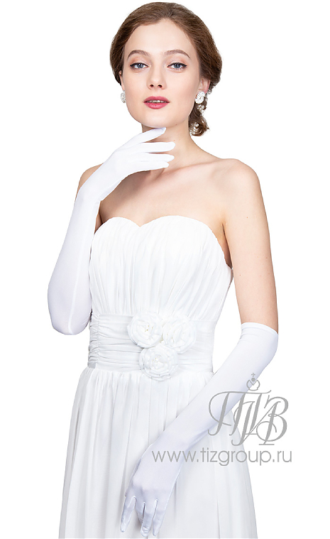 Перчатки белые атласные