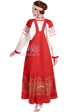 Русский народный сарафан в пол, красный