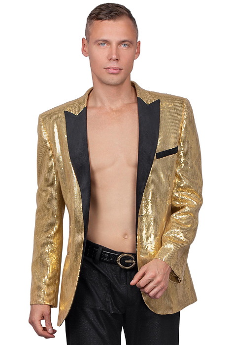 Блестящий золотой пиджак в стиле диско