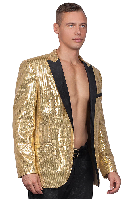 Блестящий золотой пиджак в стиле диско