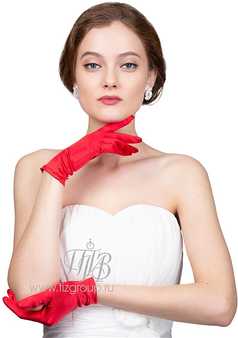 Перчатки короткие красные