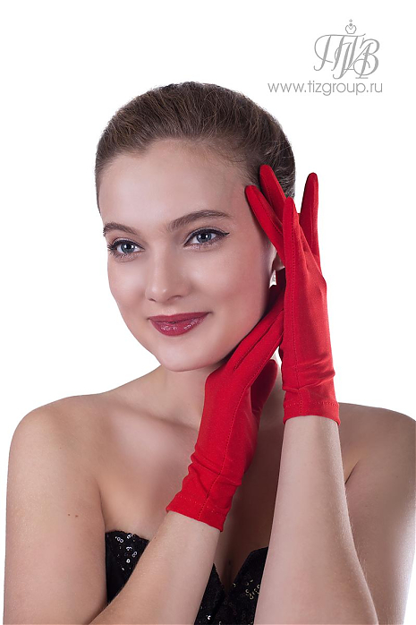 Перчатки короткие красные