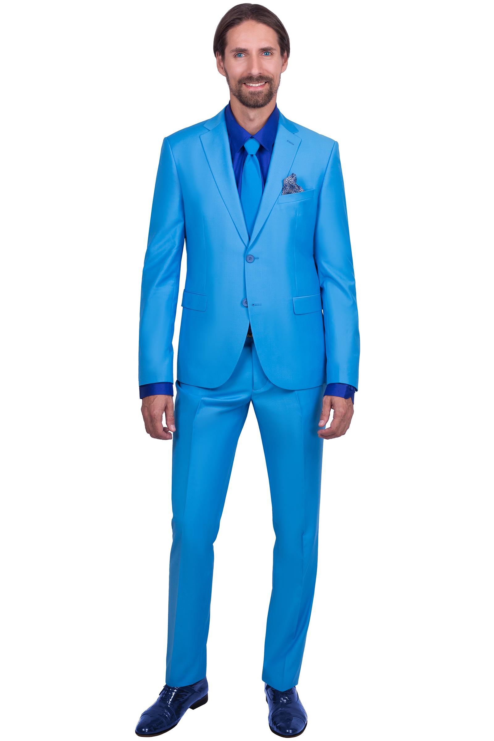Голубой костюм мужской двойка - купить за 18500 руб: недорогие костюмы для  сцены в СПб