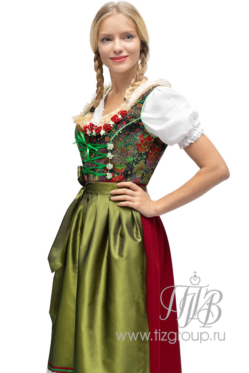 Баварское национальное классическое платье с зеленым фартуком из тафты - купить за 15000 руб: недорогие германия, Бавария, Октоберфест в СПб